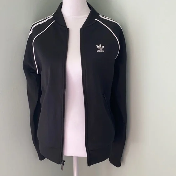 NWT Adidas track tops zip up black white jacket - Picture 1 of 3